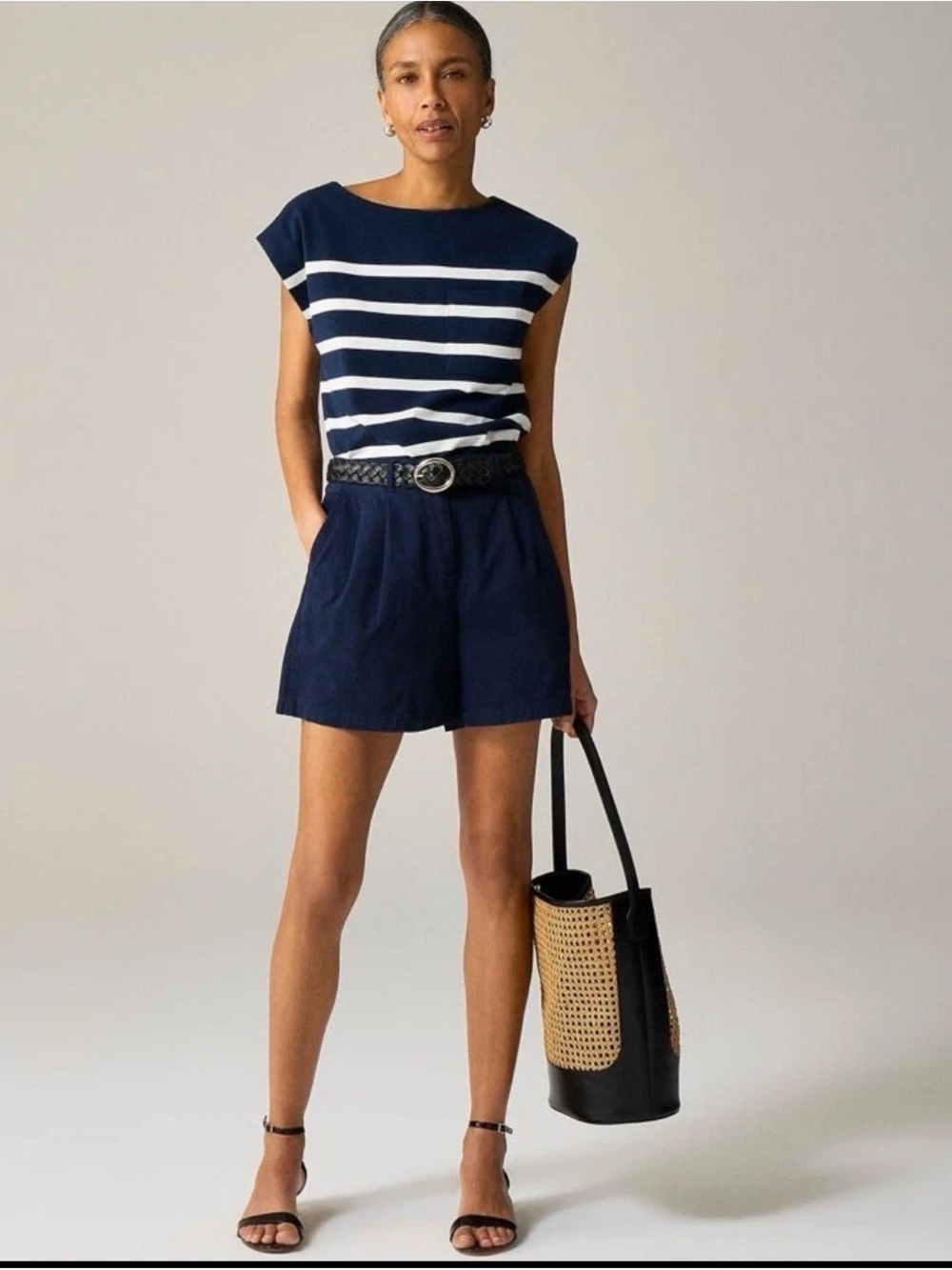 J. Crew heritage 5’ pleated navy high rise shorts - cotton and new w/tags